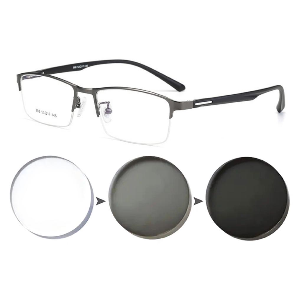 Okulary fotochromowe przeciwsłoneczne dla krótkowidzów Kobiety Mężczyźni Metalowe Półramki Kameleon Okulary do korekcji wzroku 0 +0.5 +0.75 +1.0 +3.0 Do +6.0