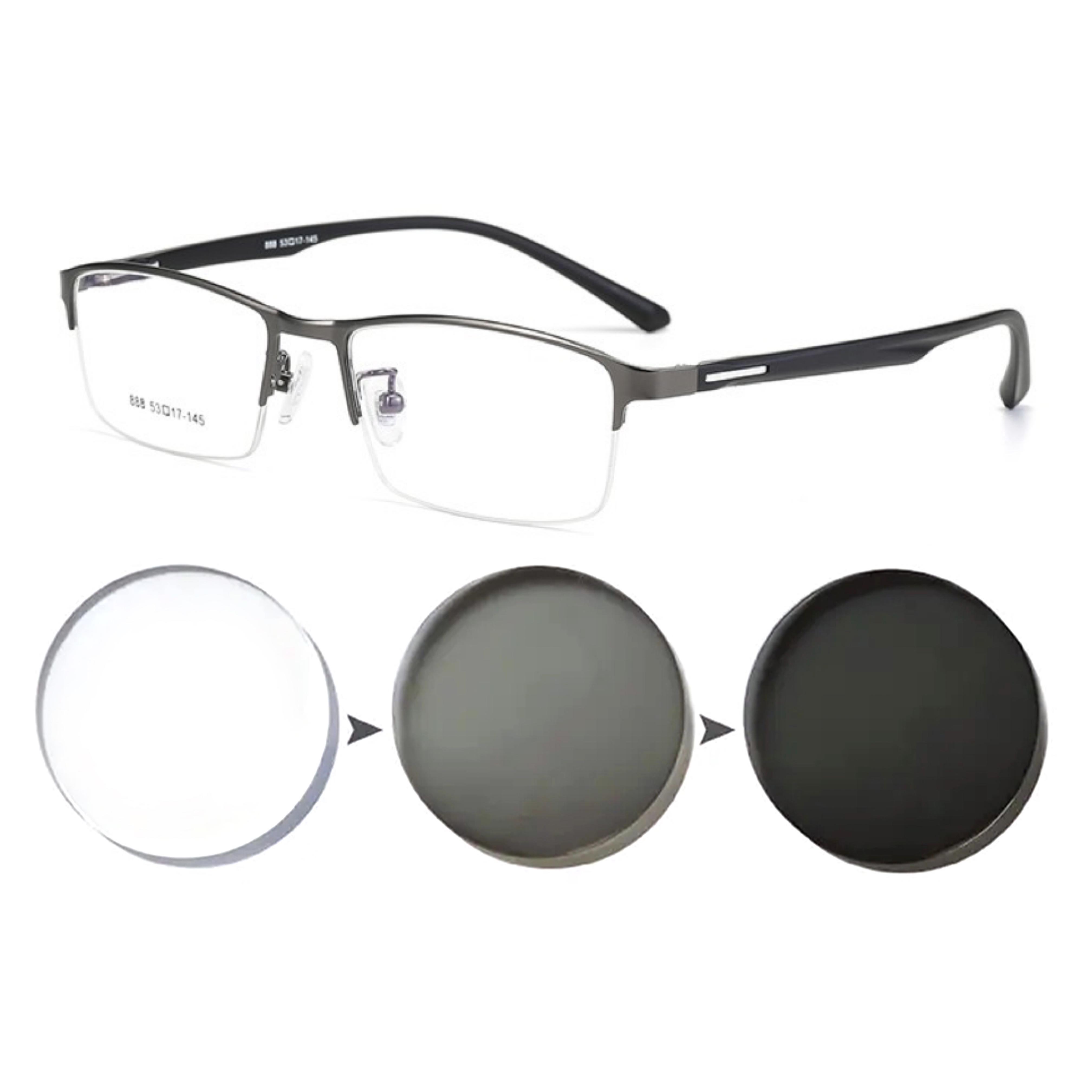 

Light Color Sun Changing Pre-made Myopia Glasses Women Men Metal Half Frame Chameleon Short-sight Eyewear 0 +05 +075 +10 +30 Up To +60 5