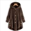 Women's Coat Button Plush Solid Color Hooded Jacket