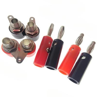 10 STÜCKE Silber 4mm Laternen-Typ Bananenstecker Männlich und Weiblich 4mm Bananenbuchse Panelmontage Klemmenanschlussadapter Rot Schwarz