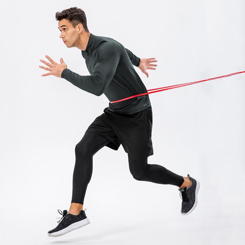 MUŽI Fitness Tričko s vysokou elasticitou Dlouhý rukáv Sportovní punčochové kalhoty Tréninkové košile Běžecké topy