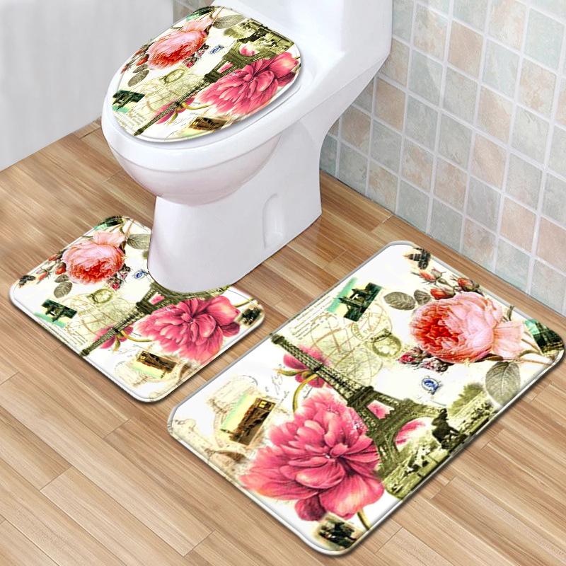 Bathroom Floor Mat Bathroom Mat Toilet Three-Piece Set