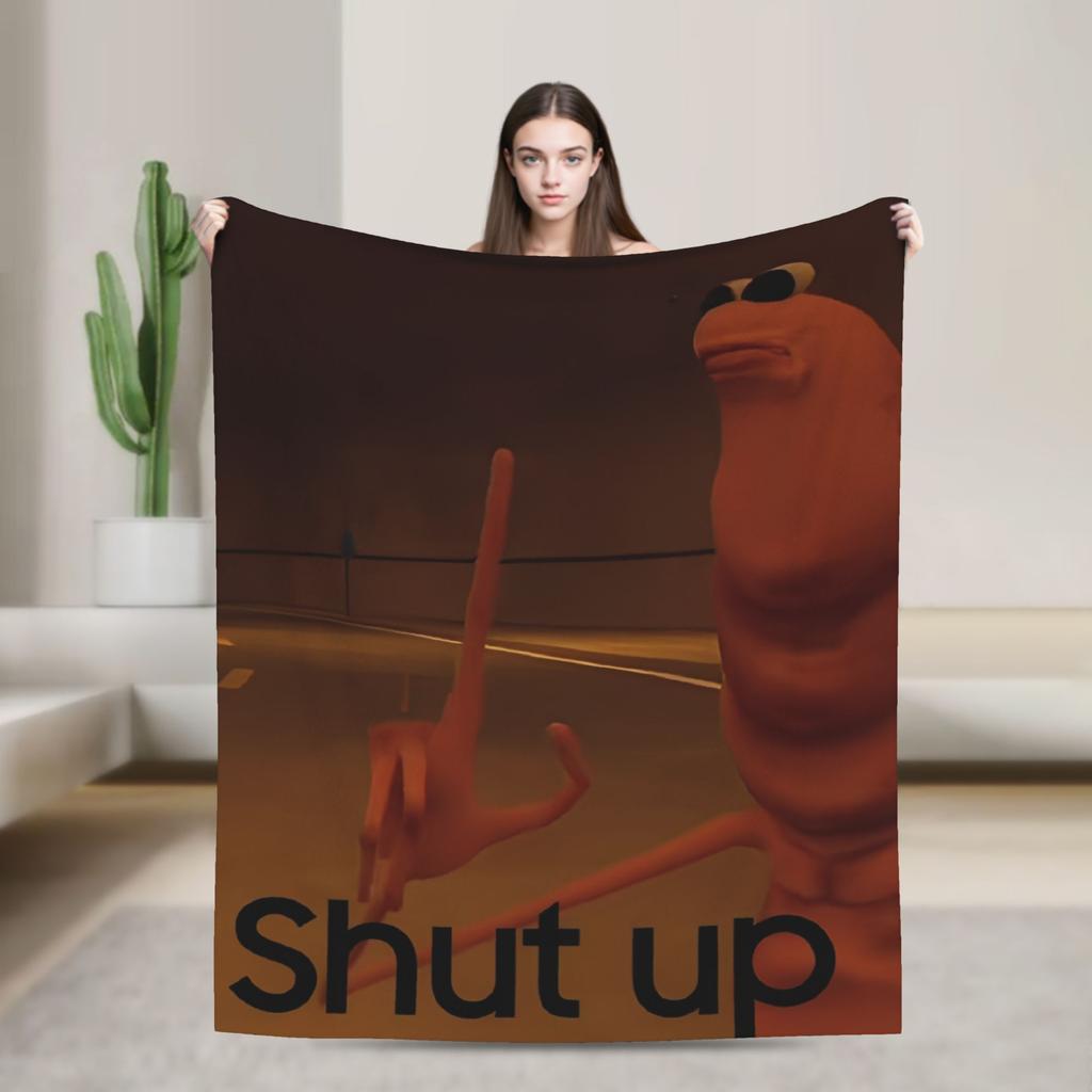 Marcus The Worm Meme Flannel Blanket  Soft Throw Blanket for Outdoor Travel Office Funny Bedspread Sofa Bed Cover