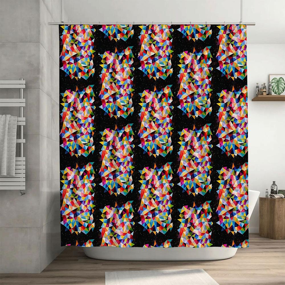 Colorful Geometric Shower Curtain Abstract Patterned Bathroom Decor Modern Waterproof Fabric Liner For Home