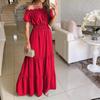 Women's Casual Dresses - Boho Off Shoulder Strapless Dress Elegant Anti Pilling Large Hem Adding Charm Popular Beach Party Streetwear