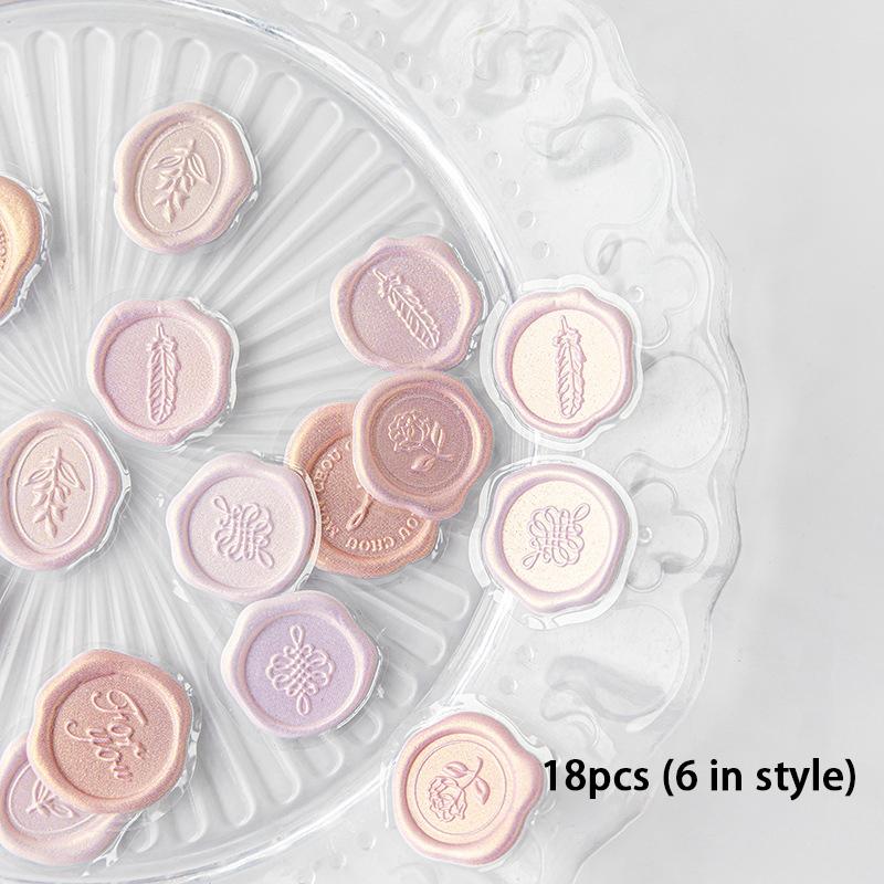 18Pcs/Bag Vintage Sticker Wax Stamp Seal Sticker For Diy Decorative Sticker