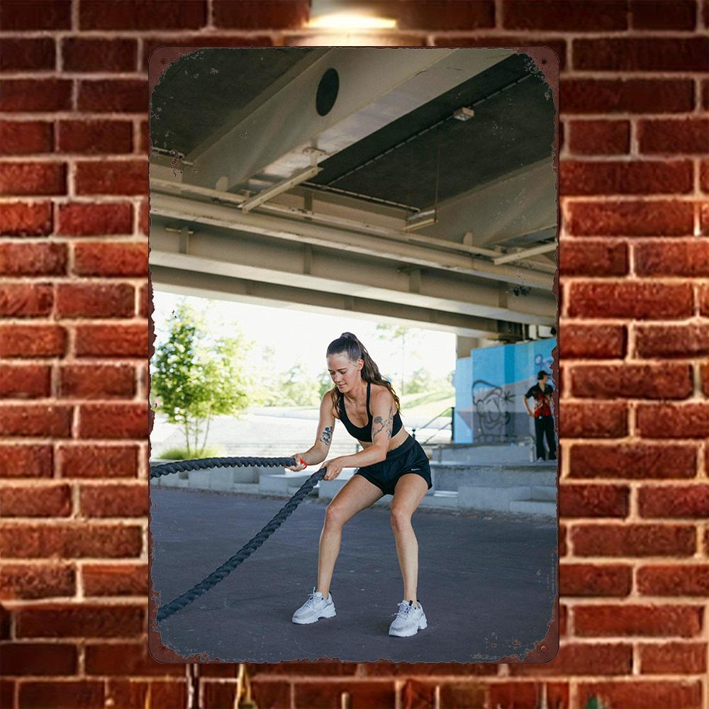 

Gym Motivation Metal Tin Sign Retro Fitness Girl Wall Art Decor Perfect for Home Gym Studio Personal Training Room 20x30cm（7.8x11.8inch）