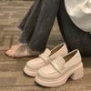 British Style Leather Shoes Women's Spring New Platform French Style Retro Loafers Slip-on Pumps
