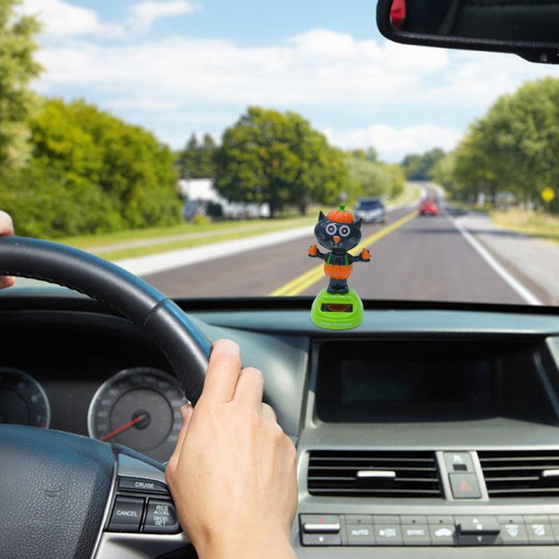 Solar Powered Swinging Decor Ghost Festival Shake Animals Halloween Solar Powered Automobile Shaking Head Toy For Cosplay Party