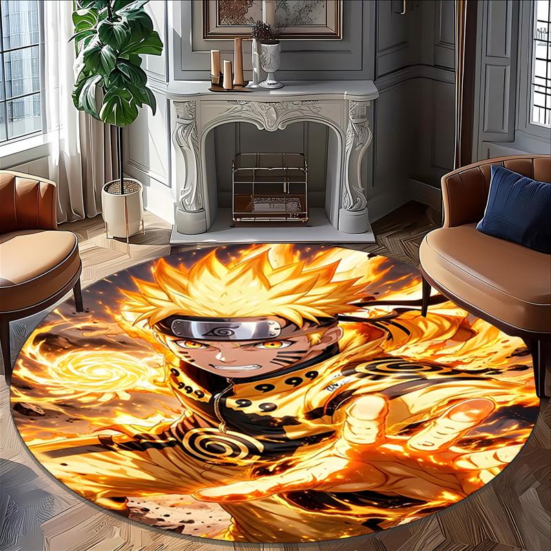 1pc Naruto  Carpet, Round Rug, Comfortable, Suitable for Entryways, Living Rooms, Office, And Bedrooms, Christmas Decoration
