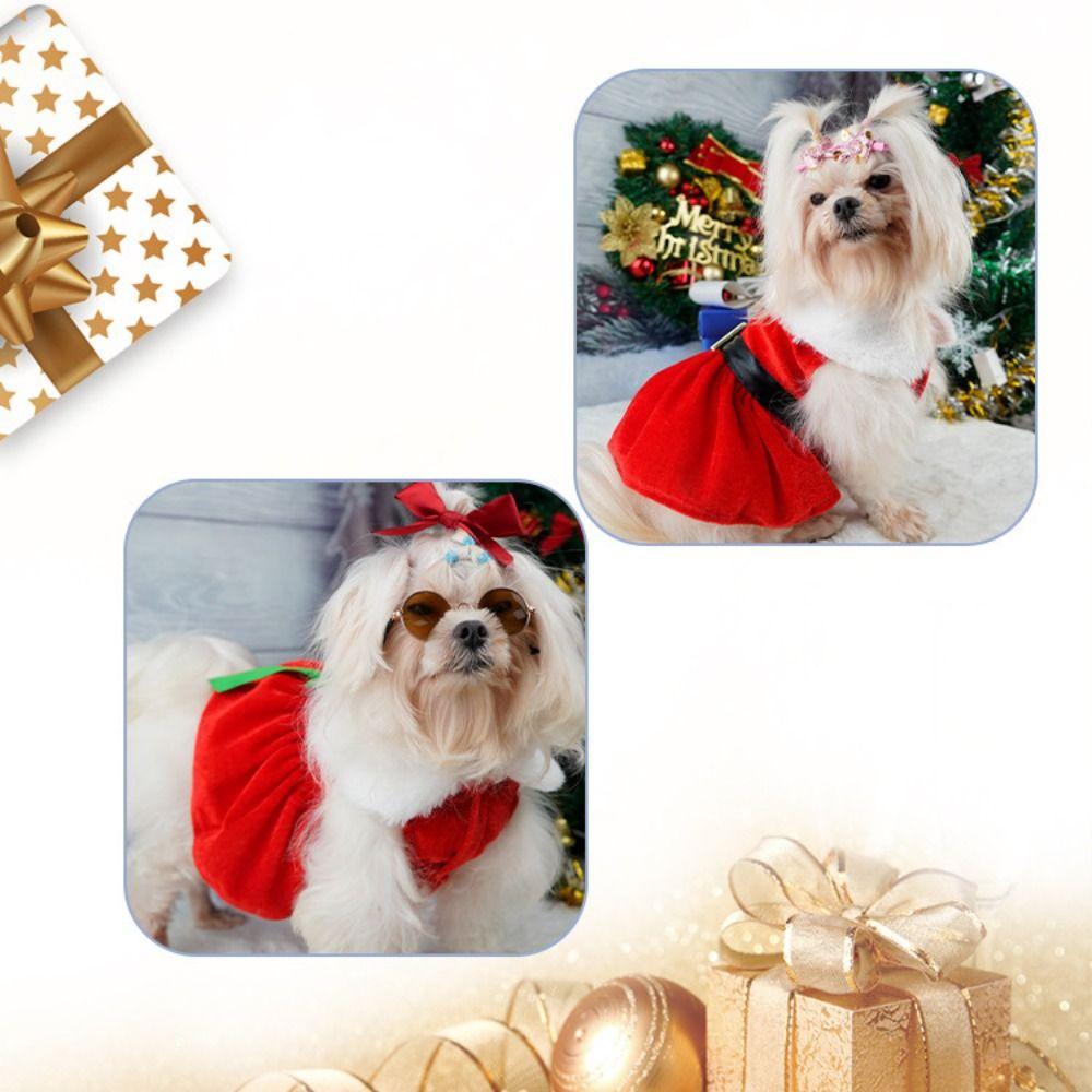 Fashion Cute Santa Claus Dog Skirt Breathable Warm Cats Christmas Dress Soft Dog Winter Clothes for Puppy Kittens