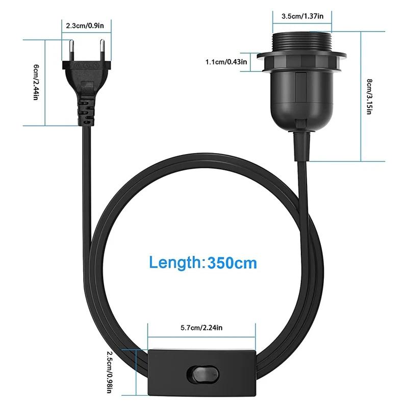 E27 Lamp Holder 1.8m/3.5m EU Plug Bakelite Lamp Holder Extension with Push Button Switchfor Pendant Lighting accessories