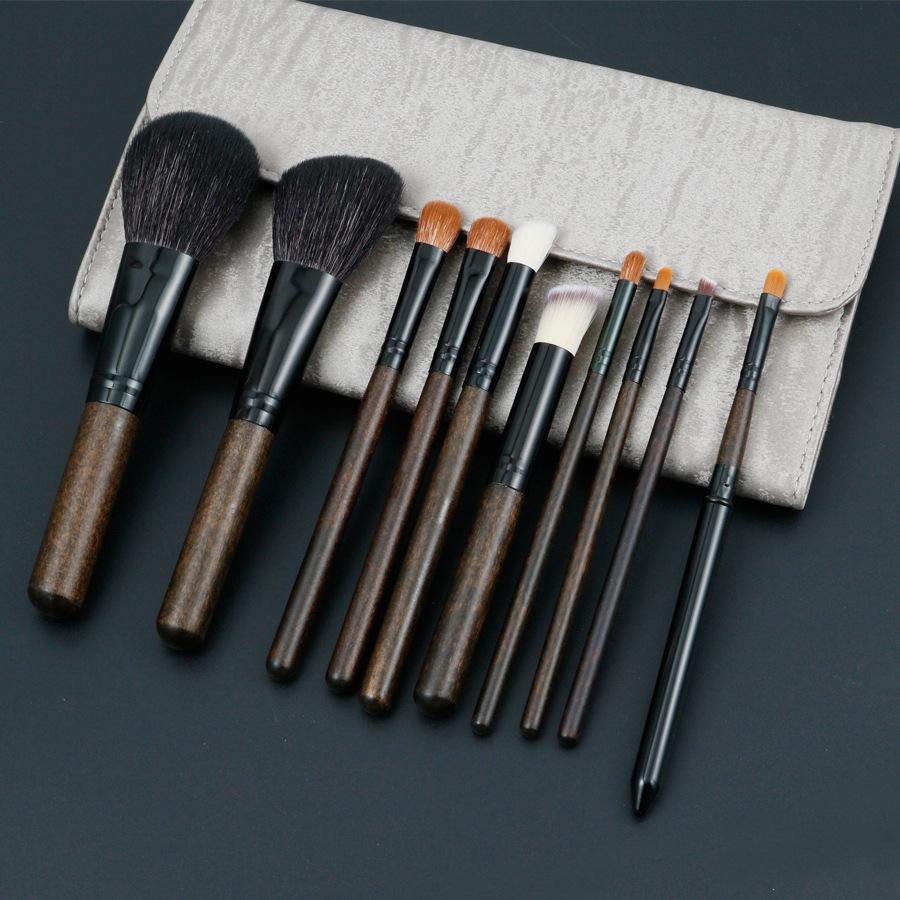 Foundationpinsel, Puderpinsel, Lidschattenpinsel, 10-teiliges Make-up-Pinselset aus Wolle, Make-up-Pinsel aus Tierhaar, Make-up-Studenten-Werkzeugpinselset