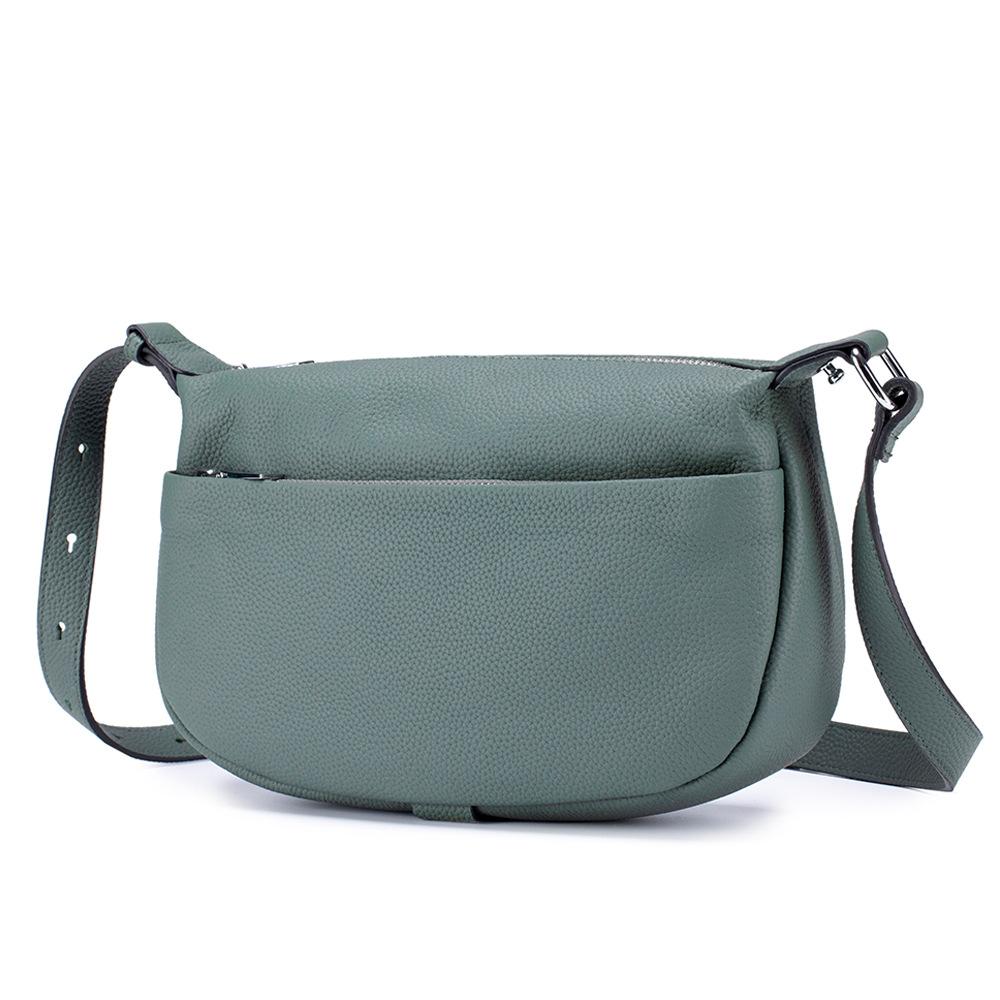 Genuine Leather Simple Dumpling Bag, 2026 Women's Handbag First Layer Cowhide Versatile Shoulder Crossbody Commuter Saddle Bag