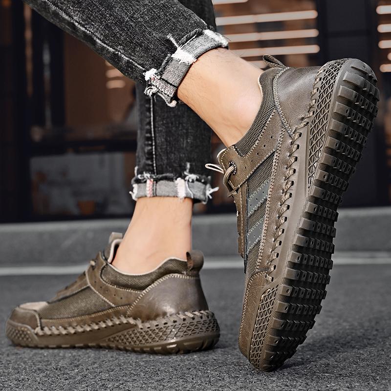 Fashionable and Authentic Men's Shoes Hand Sewn Casual Men's Shoes Men's Casual Leather Shoes Hiking Shoes