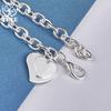 925 Sterling Silver Double Heart Pendant Bracelet Jewelry