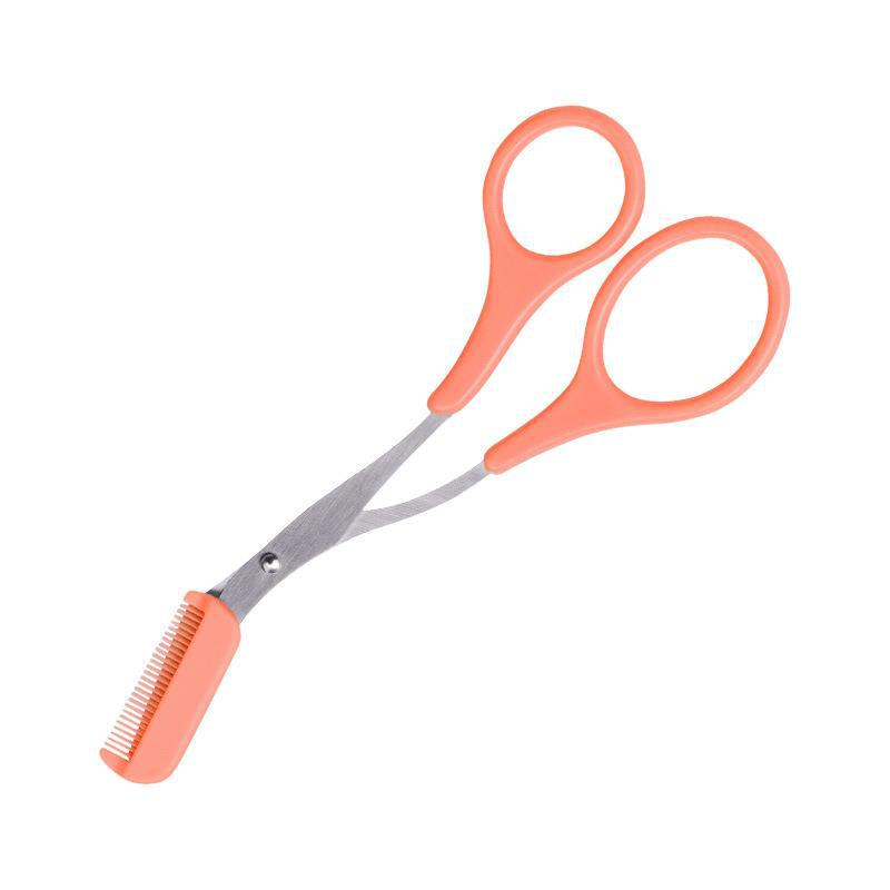 Stainless Steel Eyebrow Trimmer & Comb Scissors - Titanium Makeup Tool