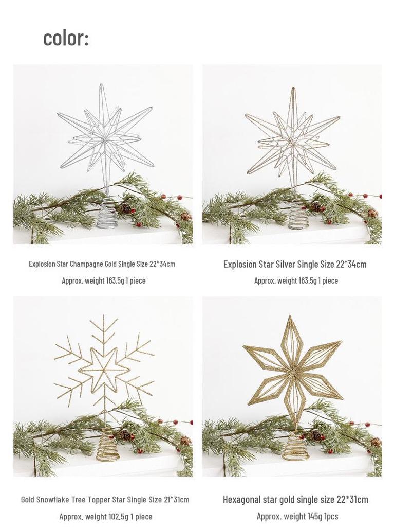 Luminous Wrought Iron Seven-Pointed Star LED Christmas Tree Topper