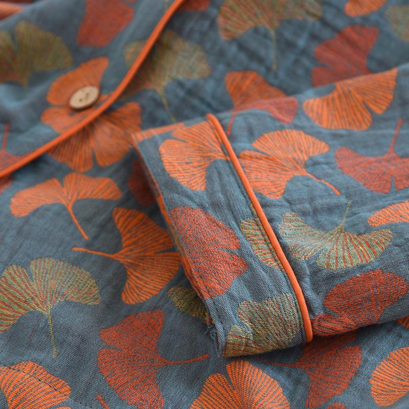 Damski Zestaw Piżamy Bawełnianej Plus Size, Kardigan Żakardowy z Długim Rękawem na Wiosnę/Lato