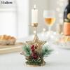 Christmas Candle Holder with Artificial Snowy Pine Needles Iron Candlestick Holiday Table Centerpiece Christmas Home Decorations
