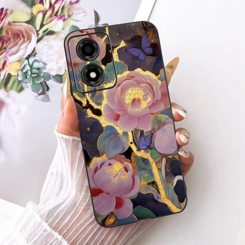 Cute Printing Phone Case For Motorola Moto E14 Soft Black Silicone TPU Cases For Moto E14 Covers Bumpers