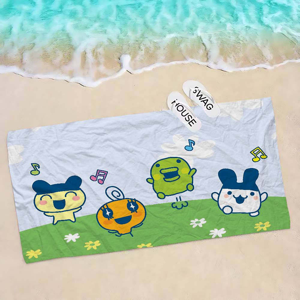 Tamagotchi Cut Friend Big Microfiber Beach Towels Quick Dry Towel Sand Beach Towels Pool Towel for Travel Swim Pool Yoga