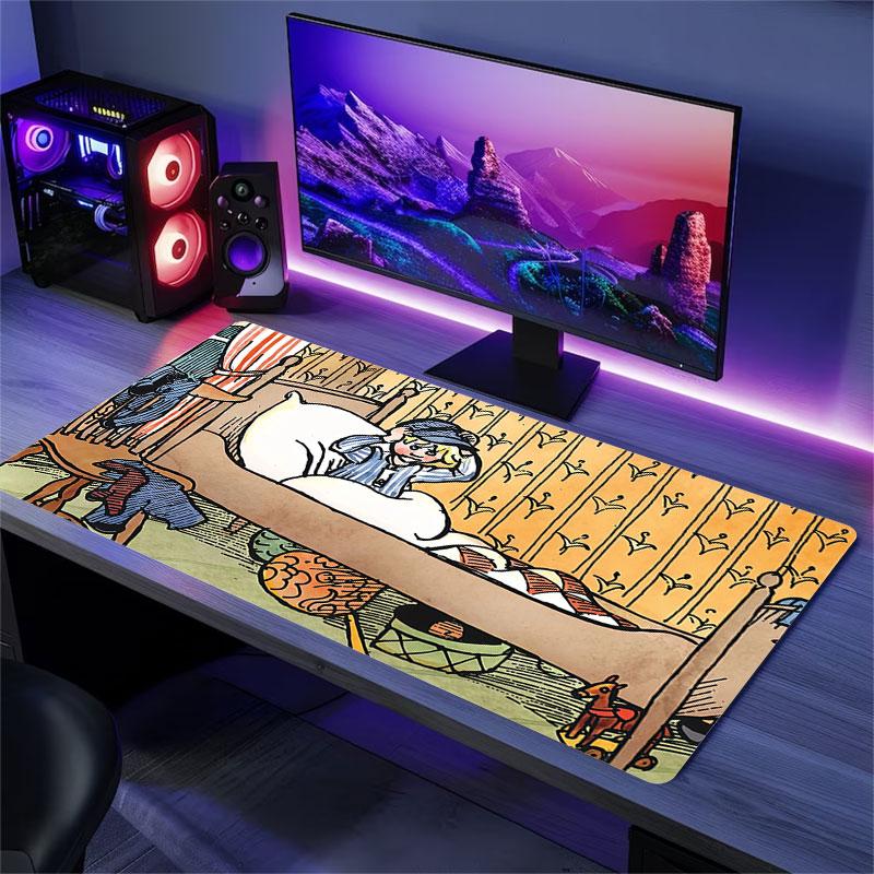 Emil of Lonneberga Art Mouse Pad, Large Gaming Desk Mat, Non-slip XXL Mousepad for Laptop & Tablet, Mini PC Playmat with Stitched Edges