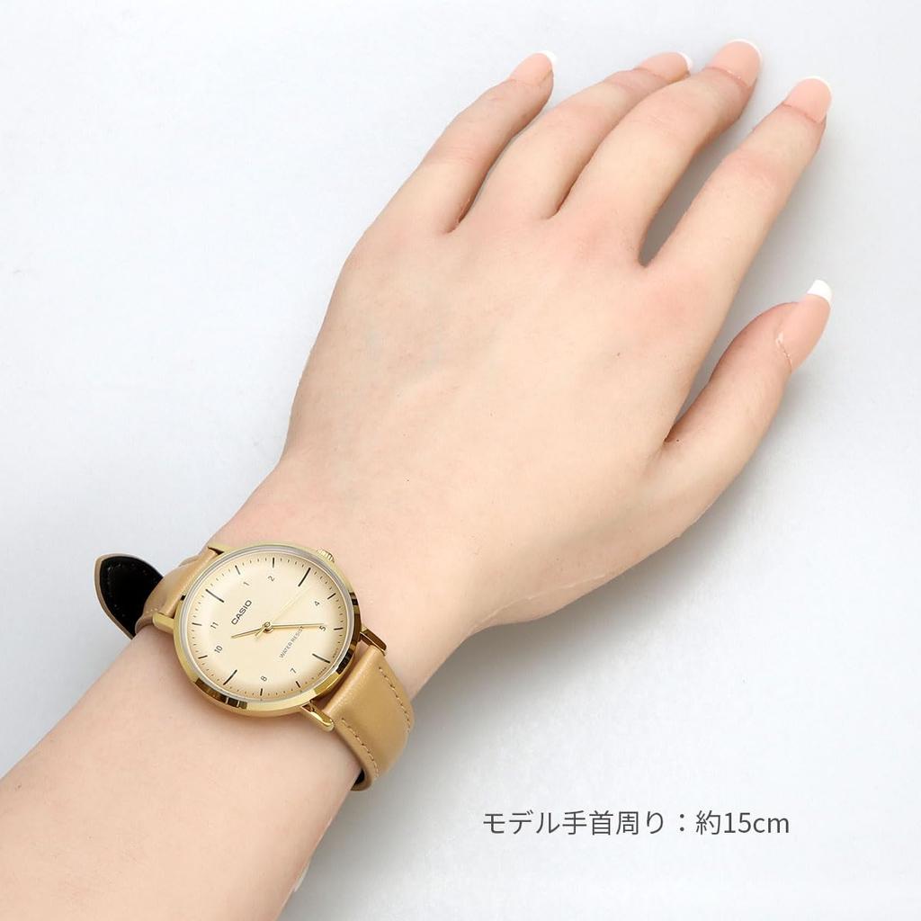 CASIO LTP-VT03GL-4B analog quartz ladies watch pale orange metallic x beige leather band overseas model