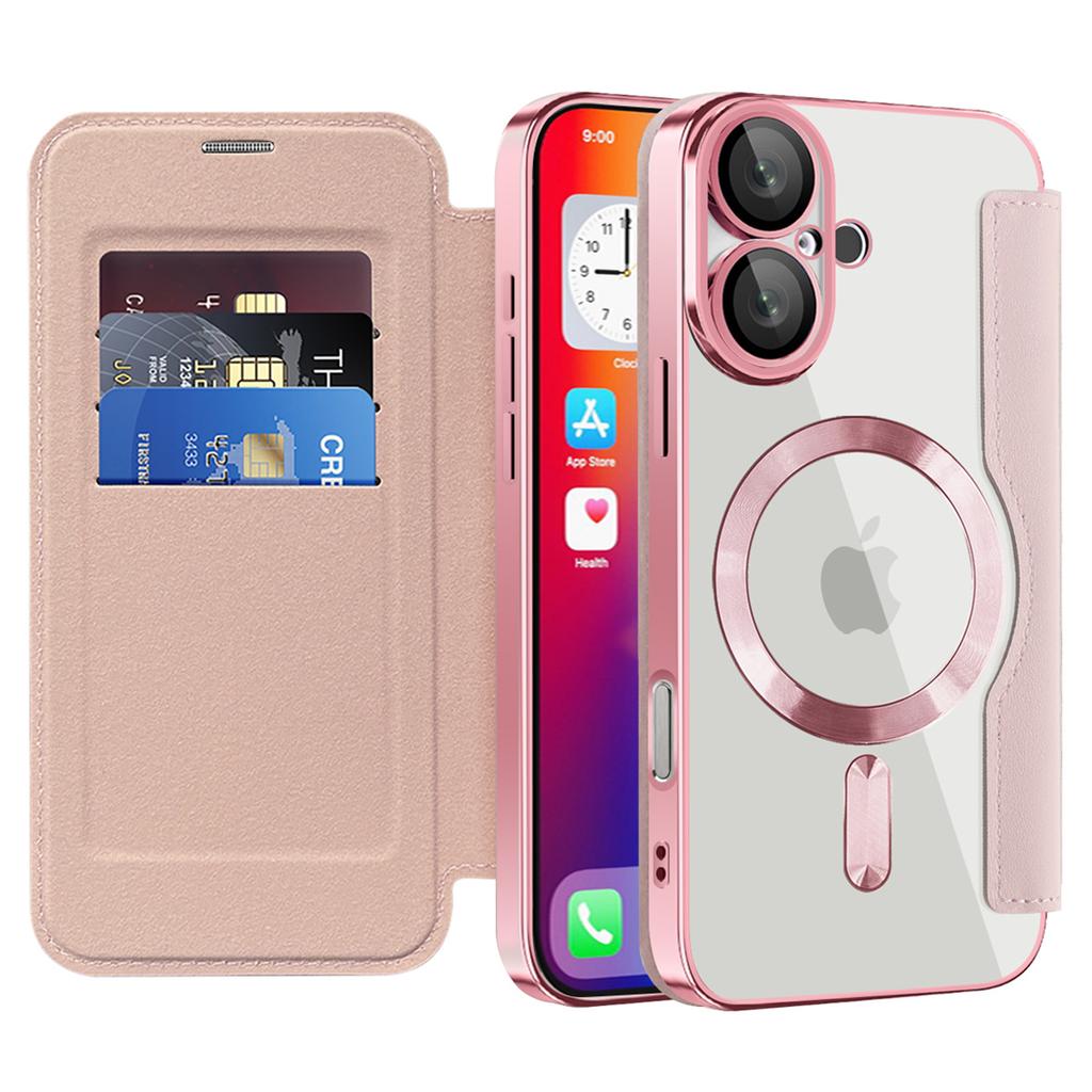 For iPhone 16 Magnetic Case RFID Blocking Leather Phone Cover