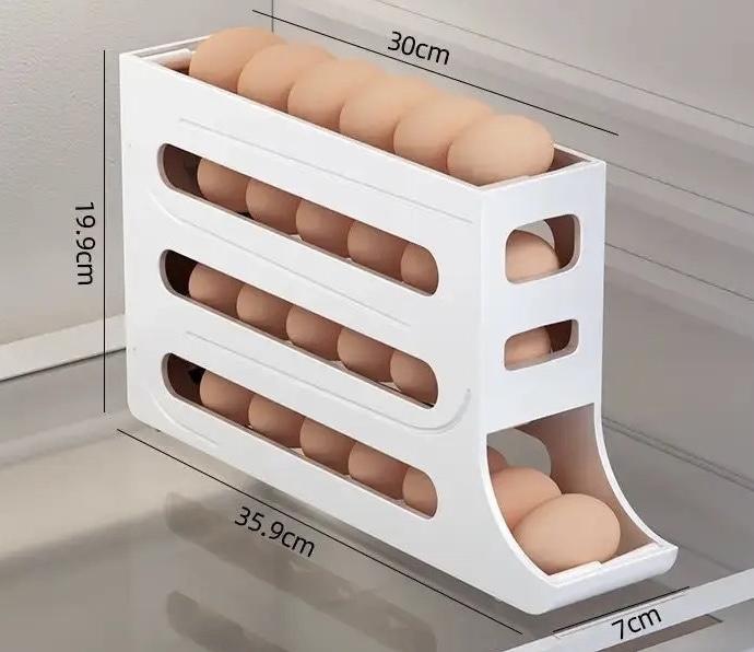 Egg Holder for Fridge, Egg Dispenser Auto Rolling Egg Tray Storage and Organizer, Space-Saving Egg Roller for Refrigerator