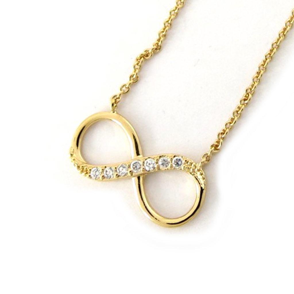 Les Trésors De Lily [K6624] - Colier 'Infinity' placat cu aur, aur alb - 18x9 mm