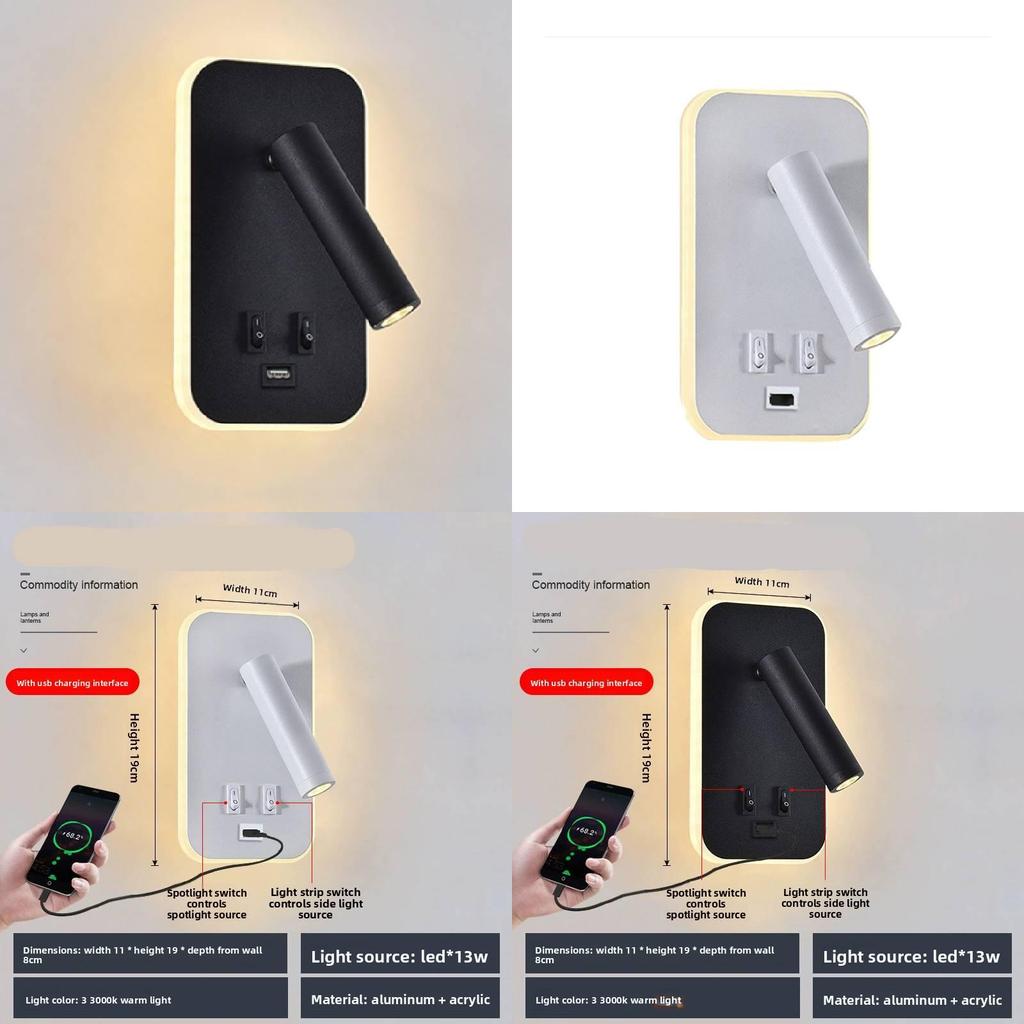 Nordic Style Pvc Wall Light With Led Reading Lamp For Indoor Bedroom And Hotel Room