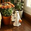 Handcrafted Ghost Statues Halloween Resin Figurines, Cute Spooky Statue for Garden Farmhouse Bookshelf Tabletop, Fall Home Decoration Decorations