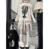 Y2k Harajuku Gothic Strickpullover Damen Japanische Mode Sexy Totenkopf Weg Von Der Schulter Punk Mädchen Loch Lose Pullover