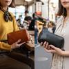 IJUN Vintage Clutch Bag for Women - Handmade Vegetable-Tanned Leather, Smartphone Compatible (Orange)
