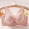 Wireless Lace Push-Up Bra Non-Wired, Large Size, Seamless, Comfortable Side Support, Floral Pattern, Contrast Lace Detail