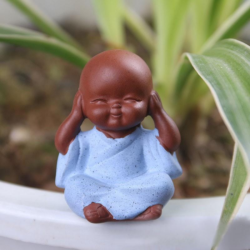 Keramik-Ornamente Mönch Kleine Buddha-Statue Mönch-Figur Handwerkskunst Dekoration