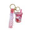 Exquisite Süße Gelee-Bohnen Milchtee Schlüsselanhänger: Treibsand Flüssig Anhänger Tasche Zubehör Geschenk