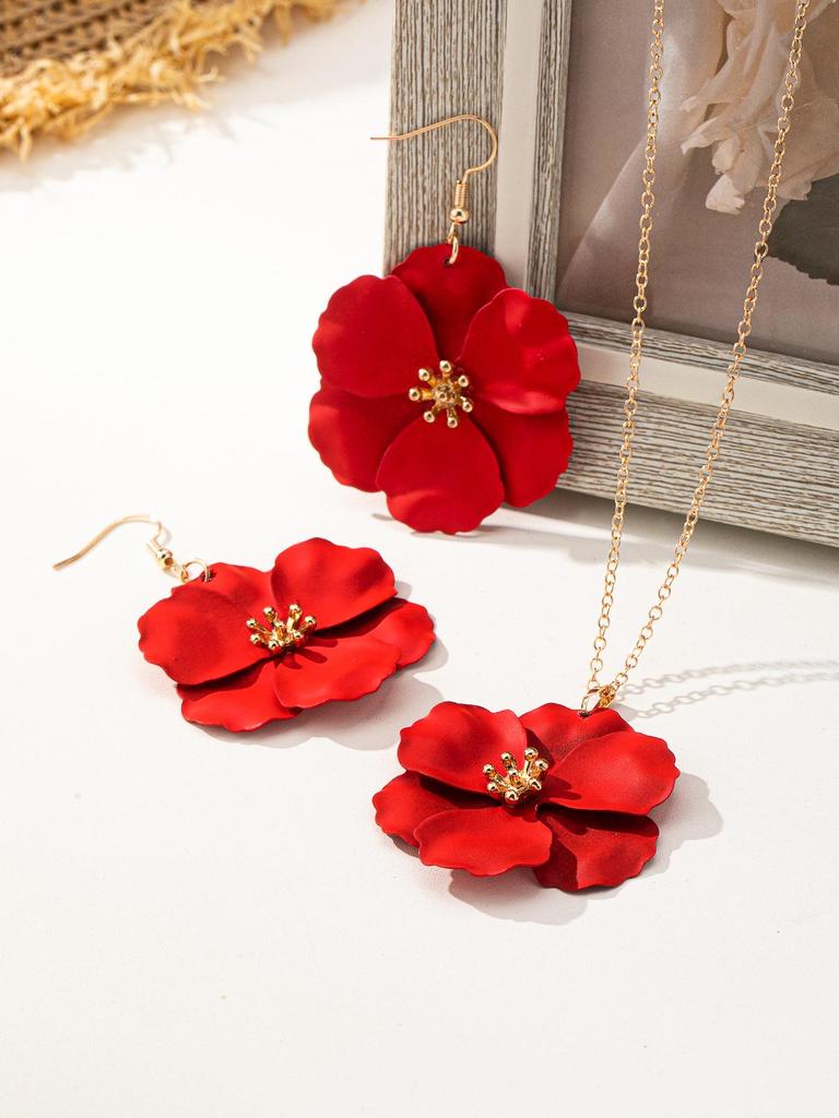 Set Orecchini e Collana Trendy Retro Floreale Ragazza del Bosco