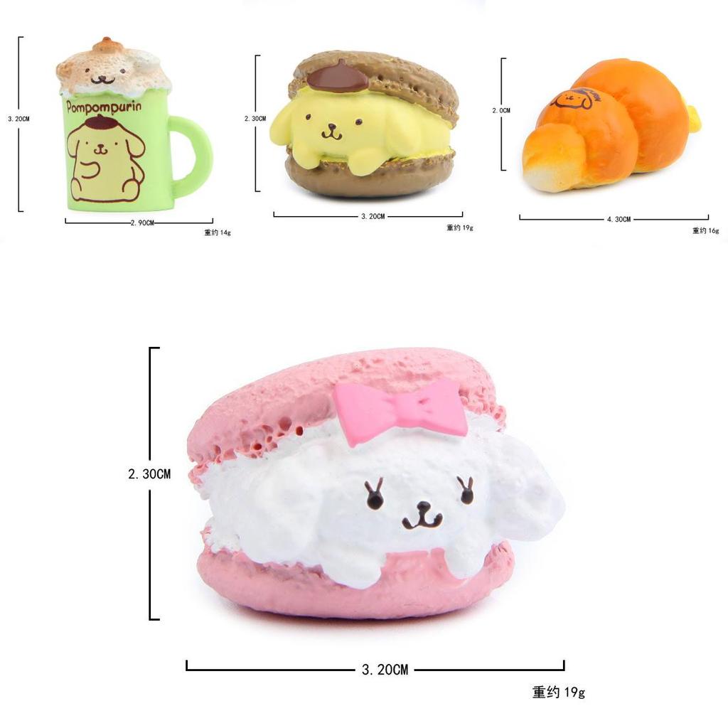 Foodthemed Resin Diorama With Cartoon Pompompurin Pudding And Burger Bread For Gift Decor