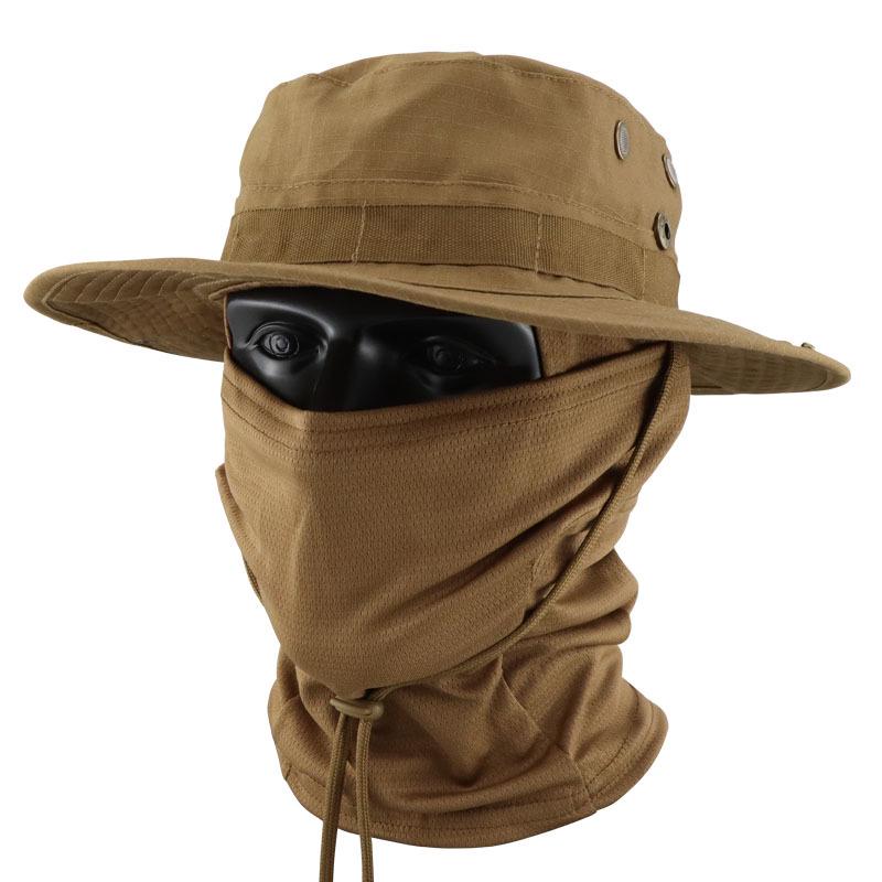 Men's Camouflage Bucket Hat Set: Multifunctional, Breathable, Sun-Protective Fishing Hat with Round Brim.