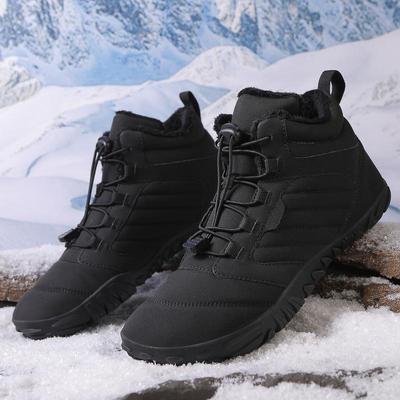 Unisex Winter Snow Boots: Barefoot Style, Thick-Soled, Cotton and Fleece-Lined, Warm for Hiking
