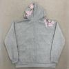 European and American autumn and winter personalized street flower embroidery retro men's and women's hooded cardigan