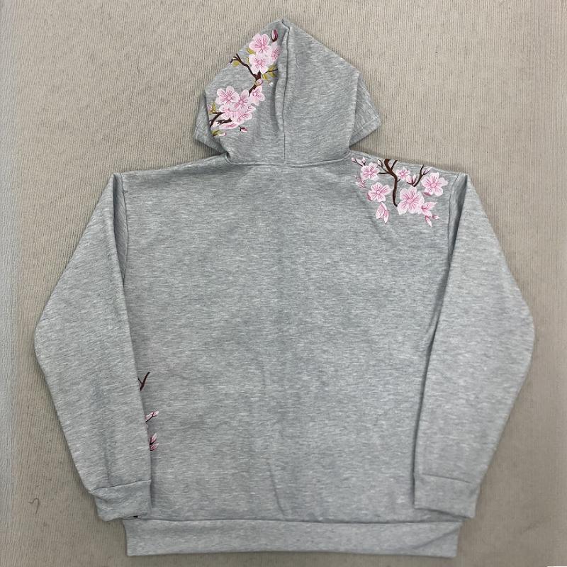 European and American autumn and winter personalized street flower embroidery retro men's and women's hooded cardigan