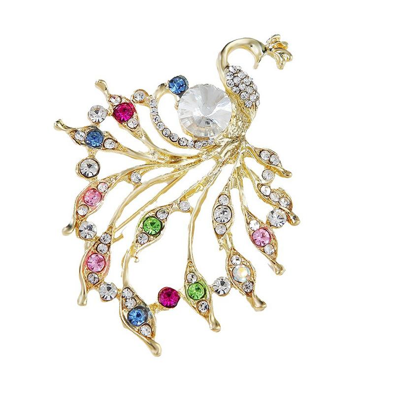 Fashion Rhinestone Peacock Brooches For Women Clothing Coat Jewelry Accessries Gifts