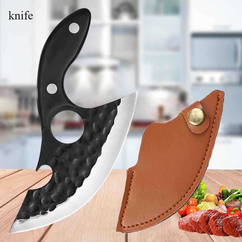 4dílná sada kuchyňských nožů Ostrý nerezový sekáček na zeleninu Dřevěná rukojeť Kuchařský nůž Grilovací nože Řeznický nůž