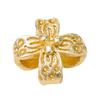 Gold-Plated Rhinestone Four-Leaf Clover Copper Spacer Beads for DIY Bracelets