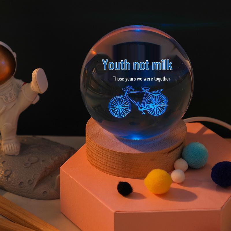 3D Galaxy Crystal Ball Night Light with Color-Changing Base - Unique Starry Sky Gift