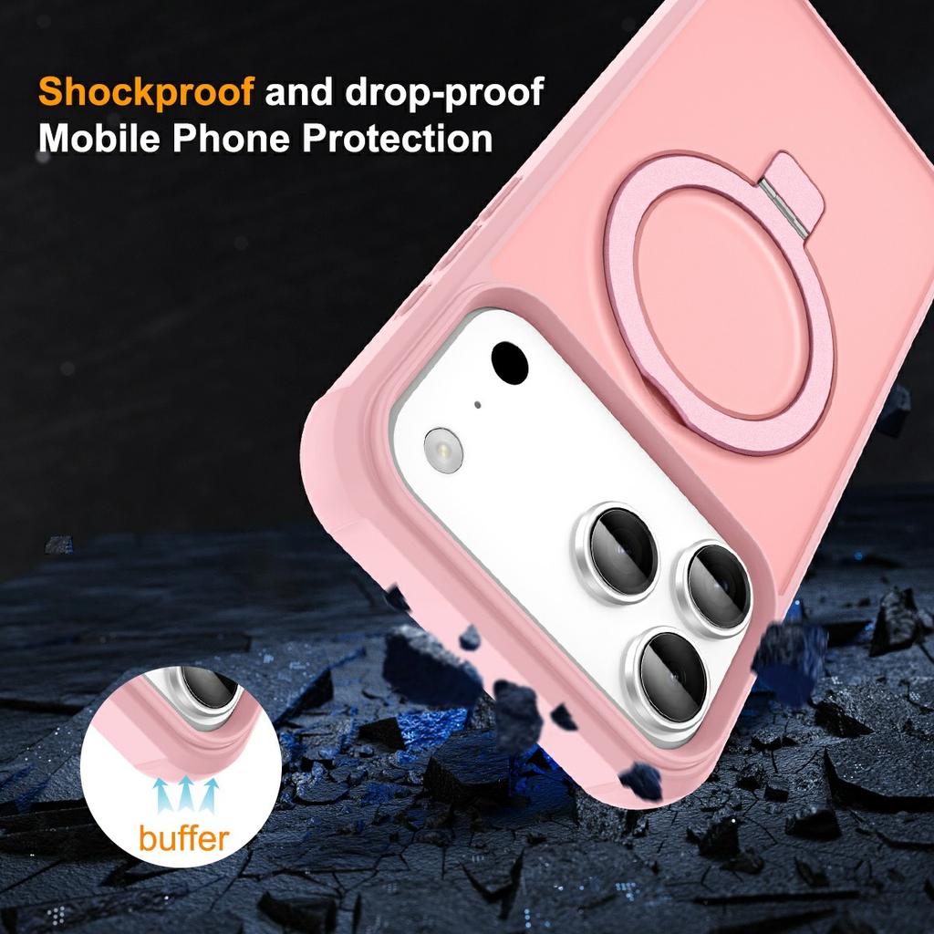For iPhone 17 Pro Max Case Compatible with MagSafe Ring Holder Kickstand TPU + PC Phone Cover