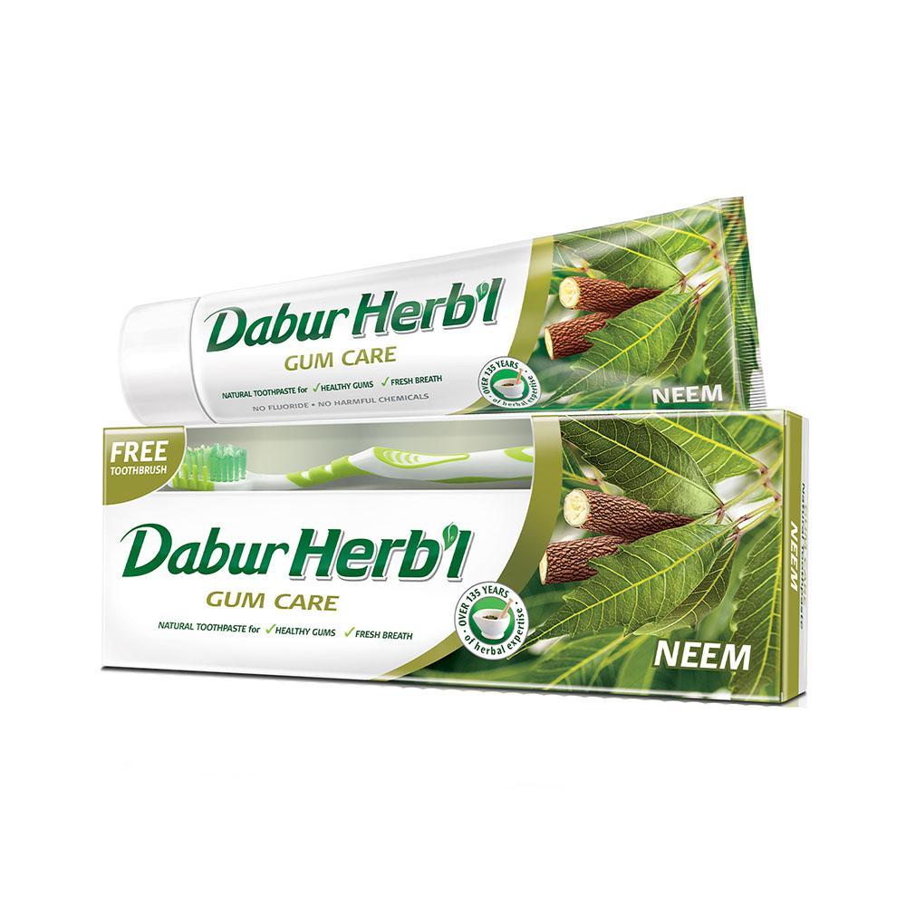 6 Pcs Herbal Neem Toothpaste + FREE Toothbrush - Pack of 6 Dabur Herb'l
